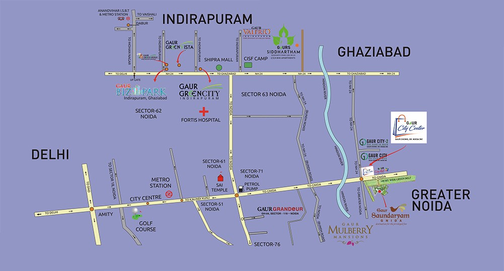 Gaur City Center location map